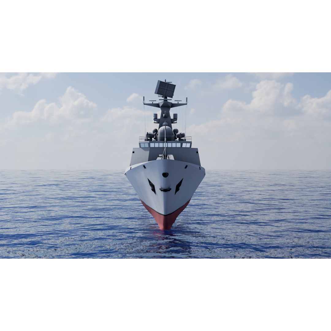 054A Frigate Ship 3D Model – Low Poly Military Watercraft, FBX, OBJ - View 6