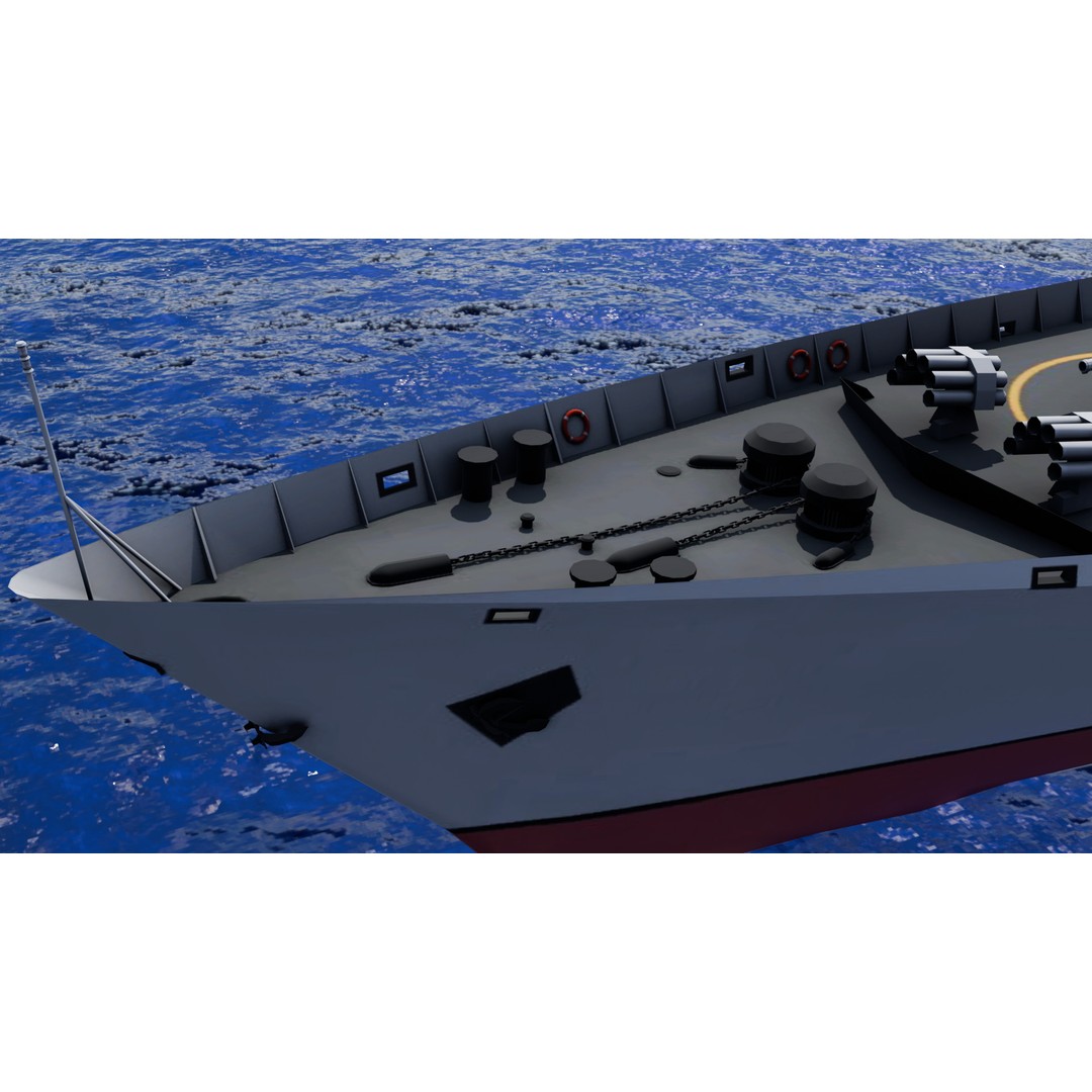 054A Frigate Ship 3D Model – Low Poly Military Watercraft, FBX, OBJ - View 8