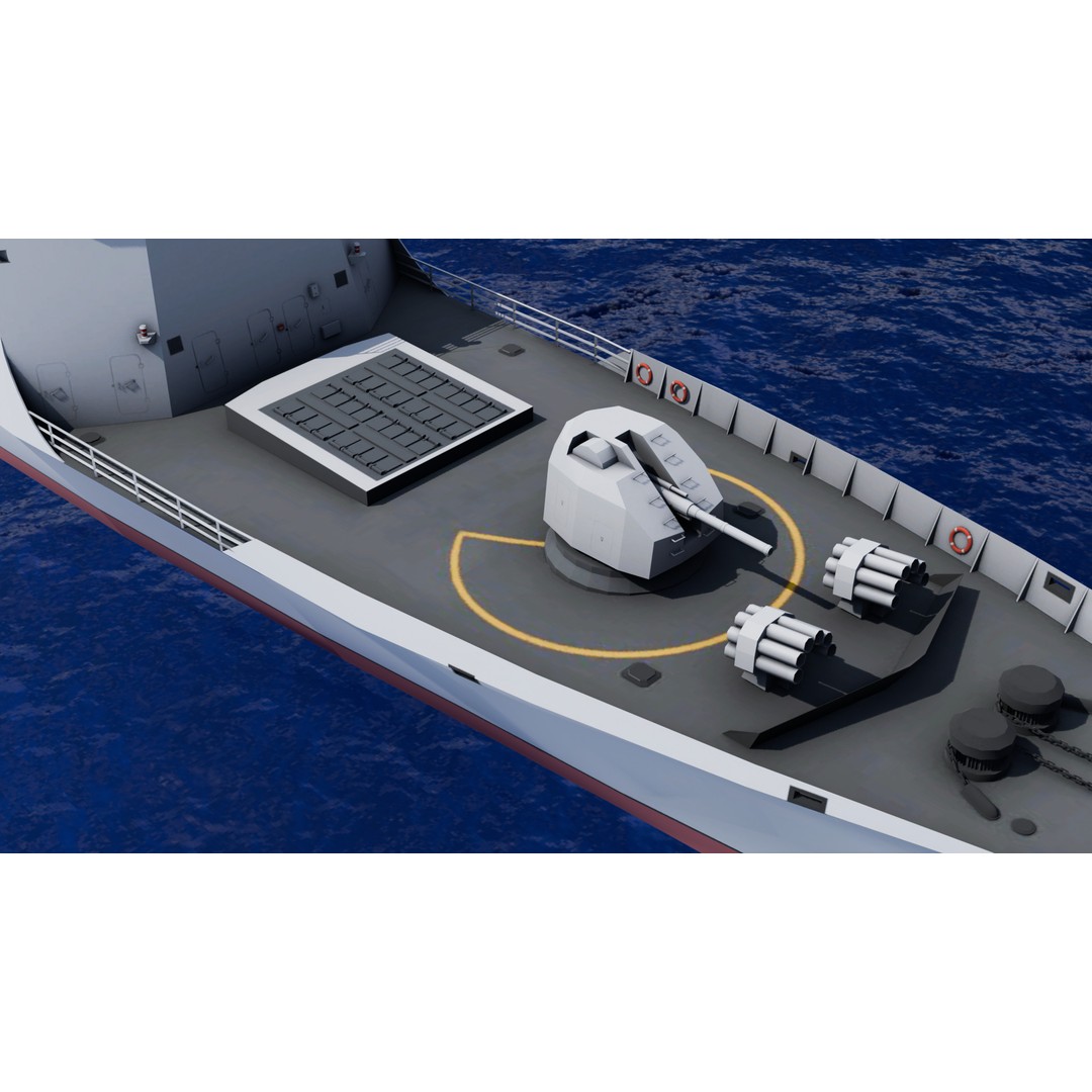 054A Frigate Ship 3D Model – Low Poly Military Watercraft, FBX, OBJ - View 9