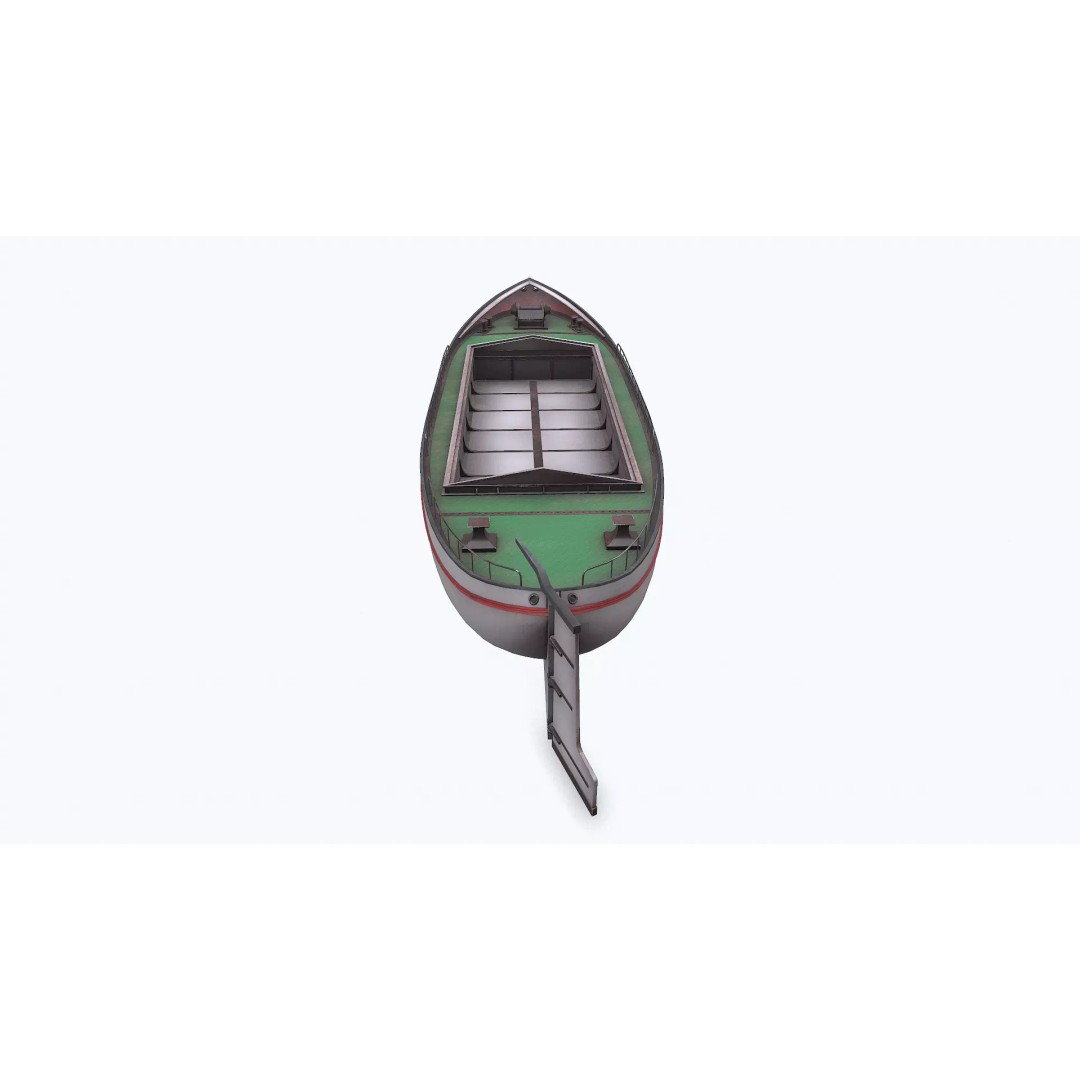 Small River Barge Boat 3D Model – Low Poly PBR Game Asset, FBX - View 10