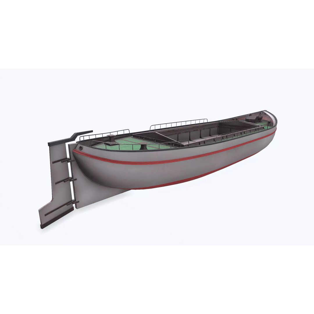 Small River Barge Boat 3D Model – Low Poly PBR Game Asset, FBX - View 11