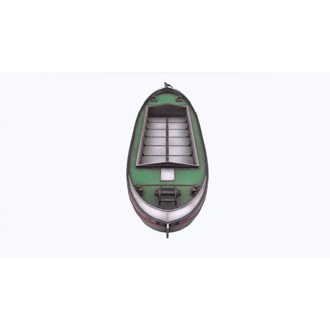 Small River Barge Boat 3D Model – Low Poly PBR Game Asset, FBX - View 17