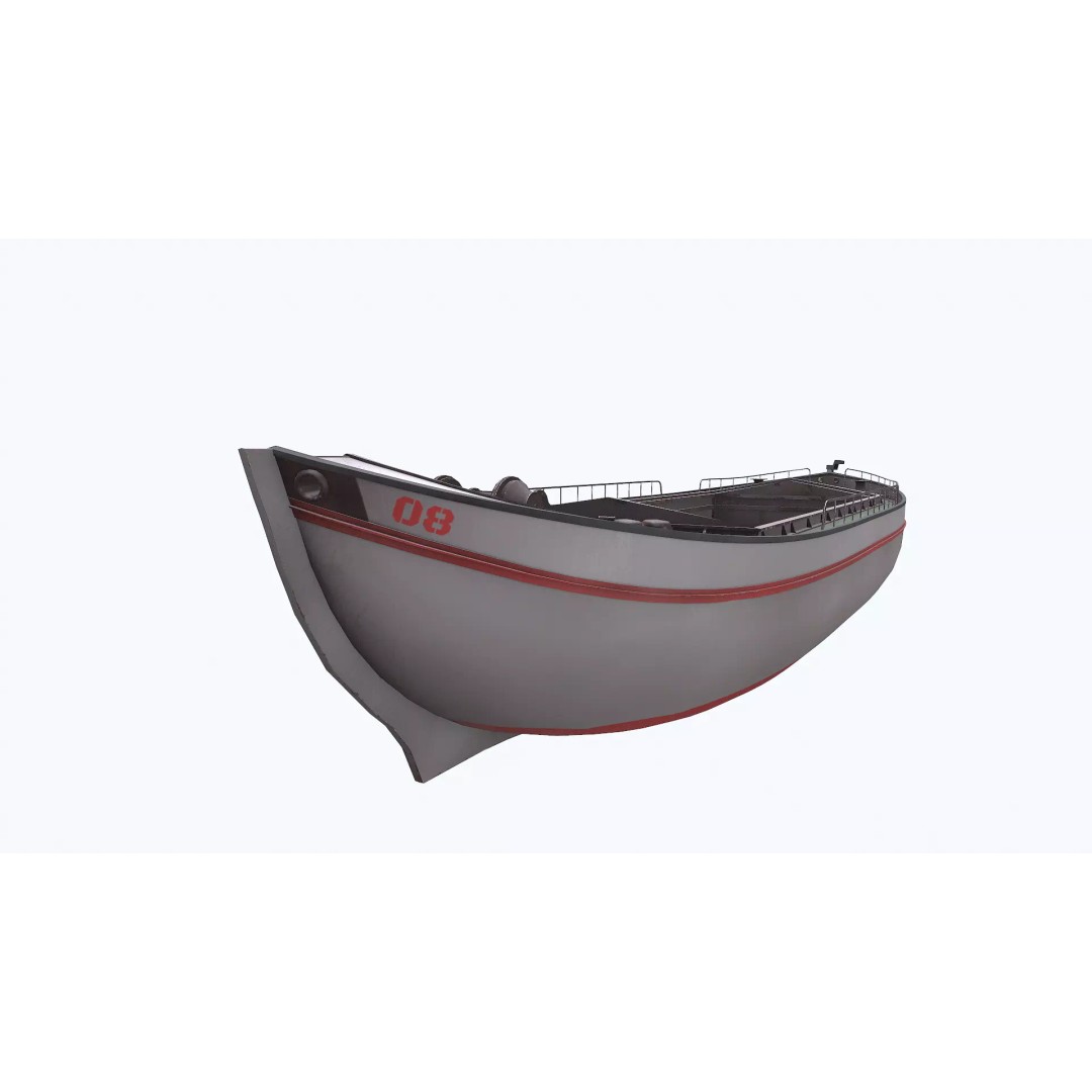 Small River Barge Boat 3D Model – Low Poly PBR Game Asset, FBX - View 18
