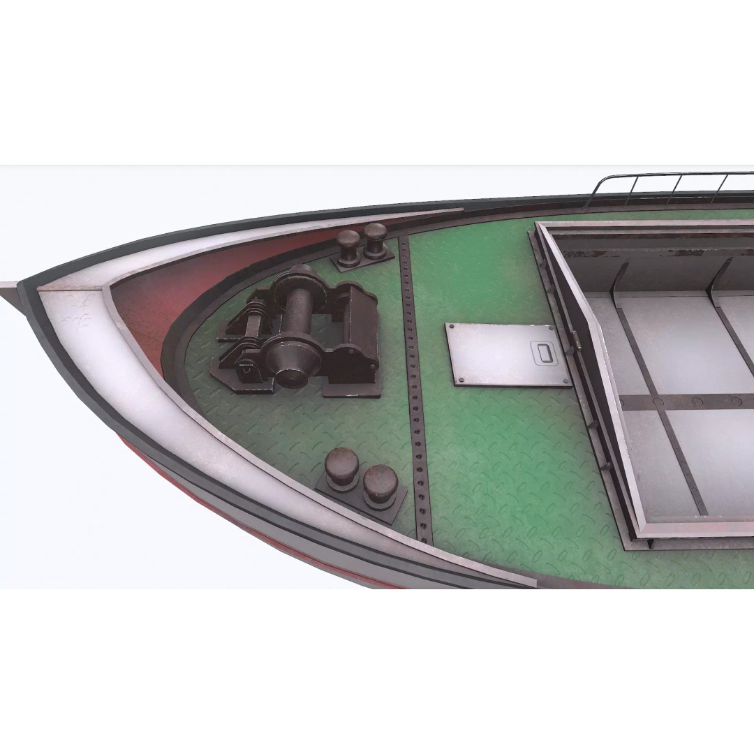 Small River Barge Boat 3D Model – Low Poly PBR Game Asset, FBX - View 19