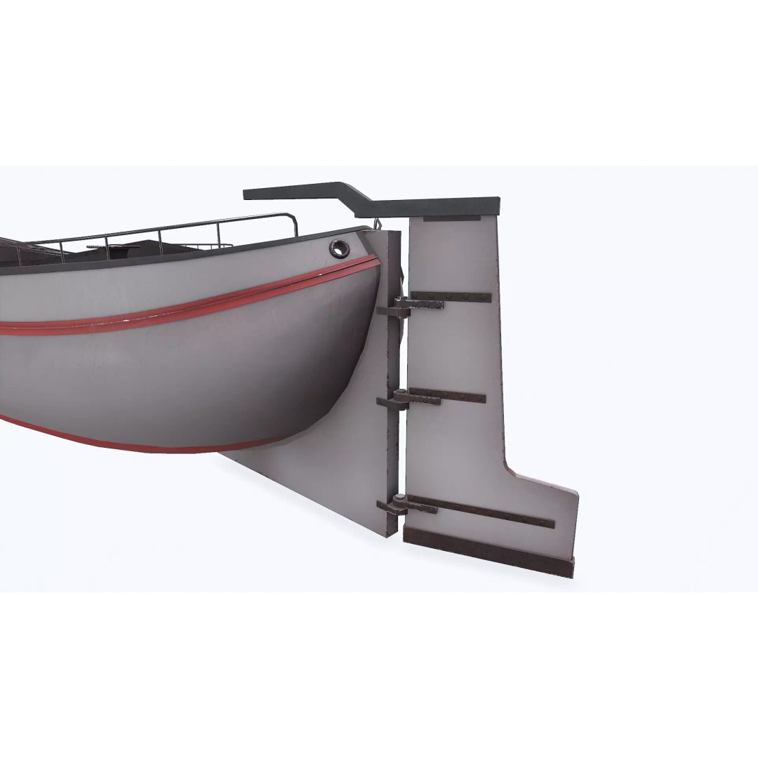 Small River Barge Boat 3D Model – Low Poly PBR Game Asset, FBX - View 24