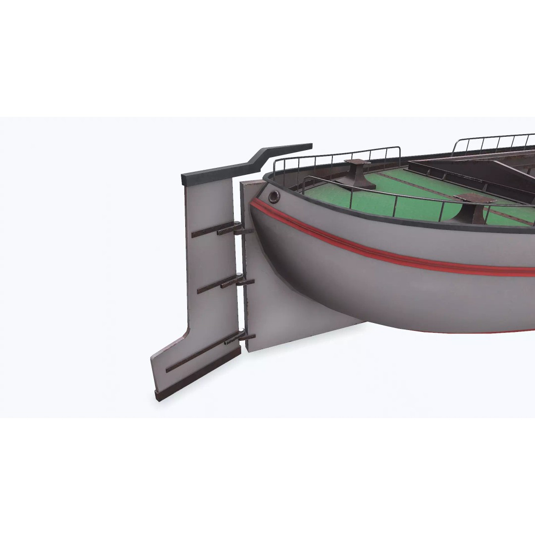 Small River Barge Boat 3D Model – Low Poly PBR Game Asset, FBX - View 25
