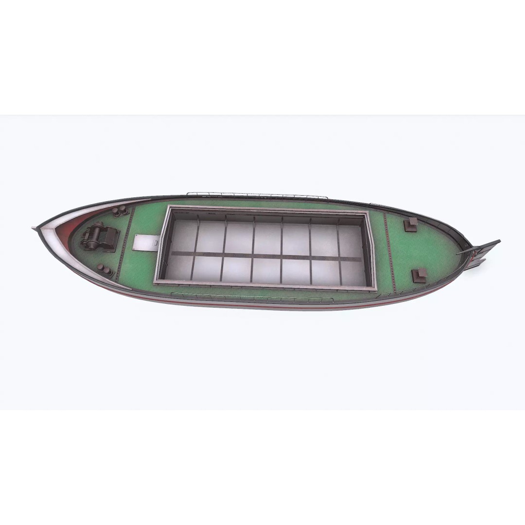 Small River Barge Boat 3D Model – Low Poly PBR Game Asset, FBX - View 6