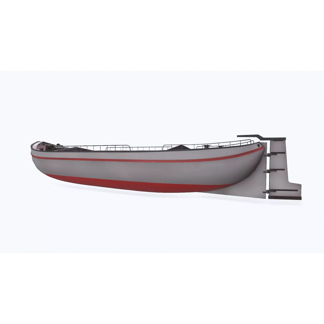 Small River Barge Boat 3D Model – Low Poly PBR Game Asset, FBX - View 7