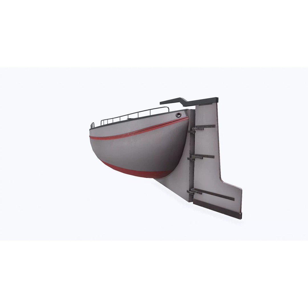 Small River Barge Boat 3D Model – Low Poly PBR Game Asset, FBX - View 9
