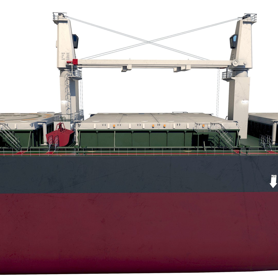 Bulk Carrier 3D Model – Industrial Vessel, PBR Textures, FBX, OBJ - View 10