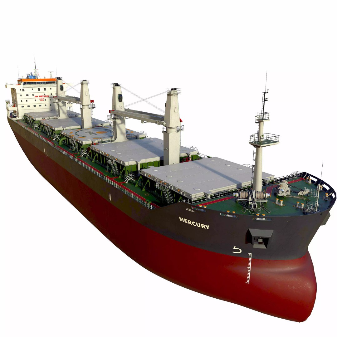 Bulk Carrier 3D Model – Industrial Vessel, PBR Textures, FBX, OBJ - View 2