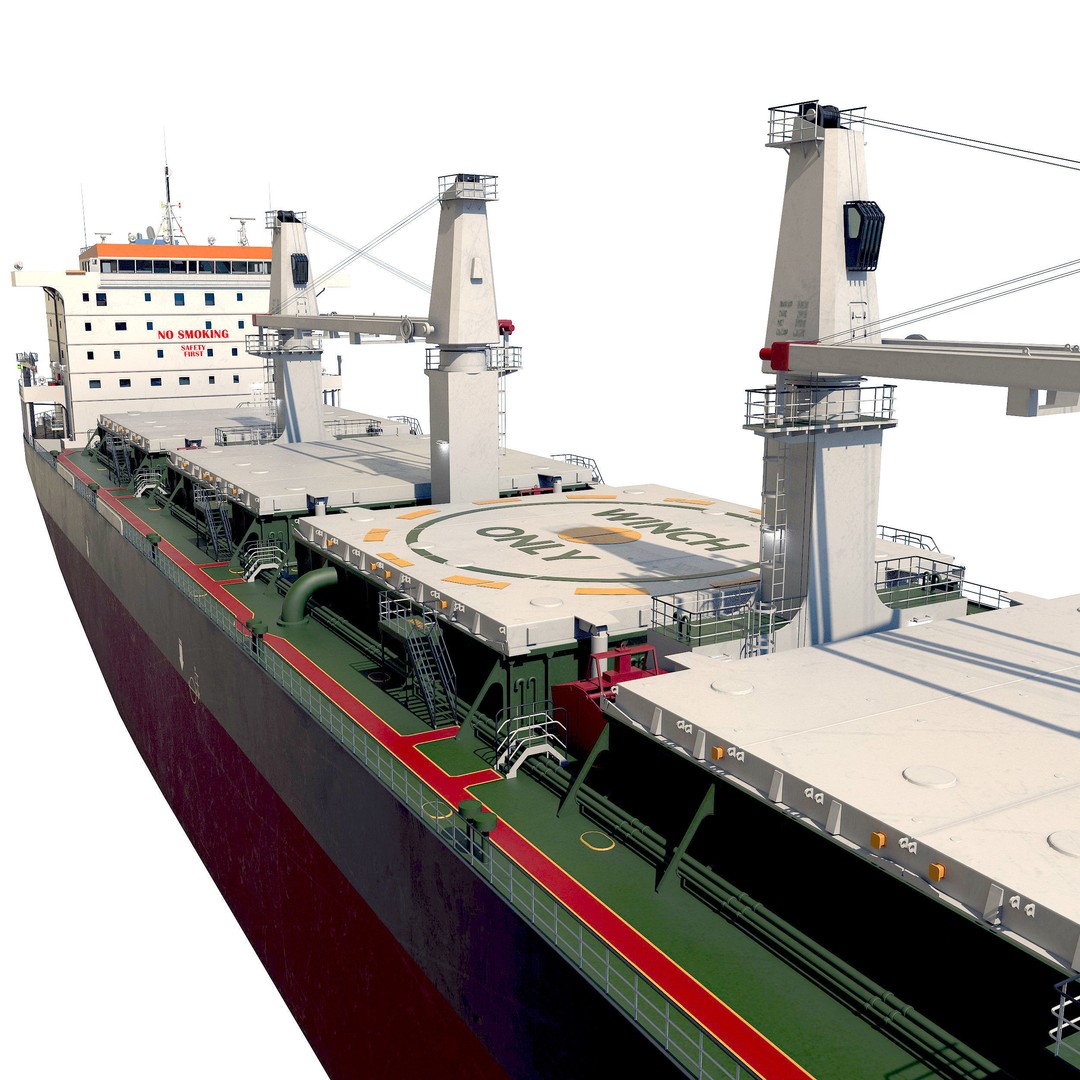 Bulk Carrier 3D Model – Industrial Vessel, PBR Textures, FBX, OBJ - View 5