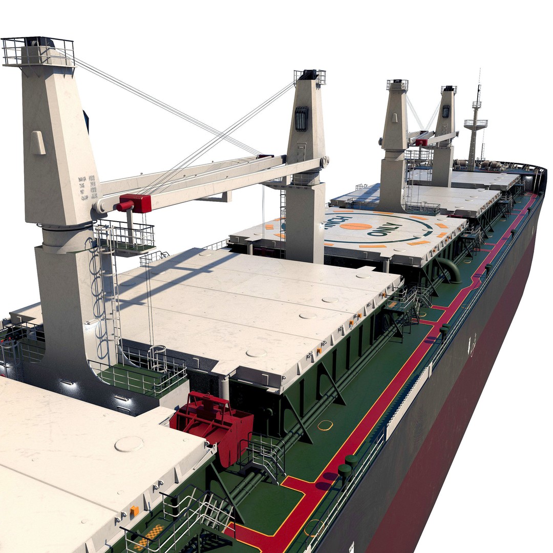 Bulk Carrier 3D Model – Industrial Vessel, PBR Textures, FBX, OBJ - View 6