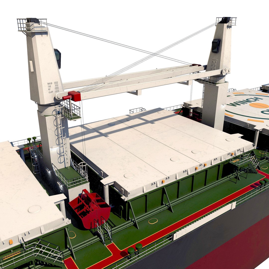 Bulk Carrier 3D Model – Industrial Vessel, PBR Textures, FBX, OBJ - View 7