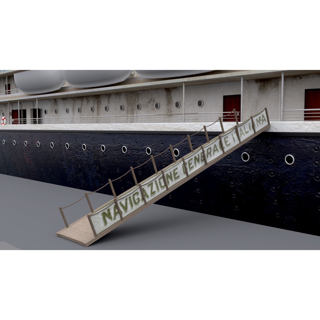 Steamship 3D Model – Low Poly Historic Vessel, Blender & FBX - View 12