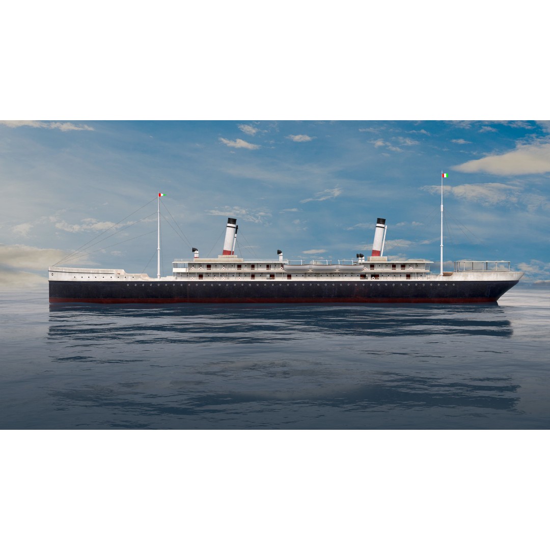 Steamship 3D Model – Low Poly Historic Vessel, Blender & FBX - View 4