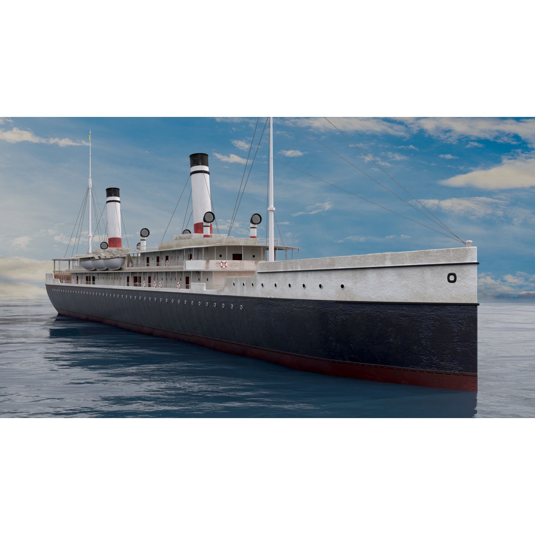 Steamship 3D Model – Low Poly Historic Vessel, Blender & FBX - View 5