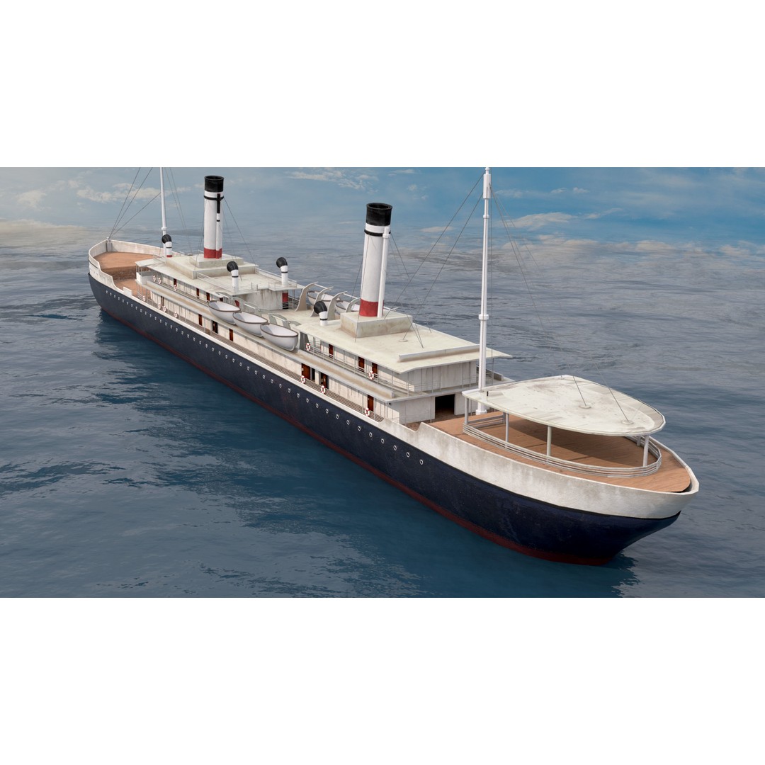 Steamship 3D Model – Low Poly Historic Vessel, Blender & FBX - View 7