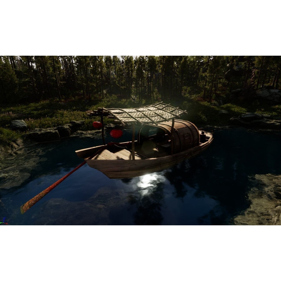 Old Chinese Boat 3D Model – Low Poly Historic Watercraft, FBX - View 16
