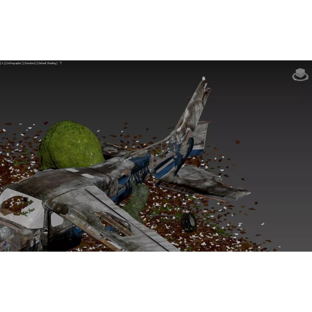 Destroyed Cessna 172 Skyhawk Wreckage 3D Model – High Poly PBR Asset, FBX, OBJ