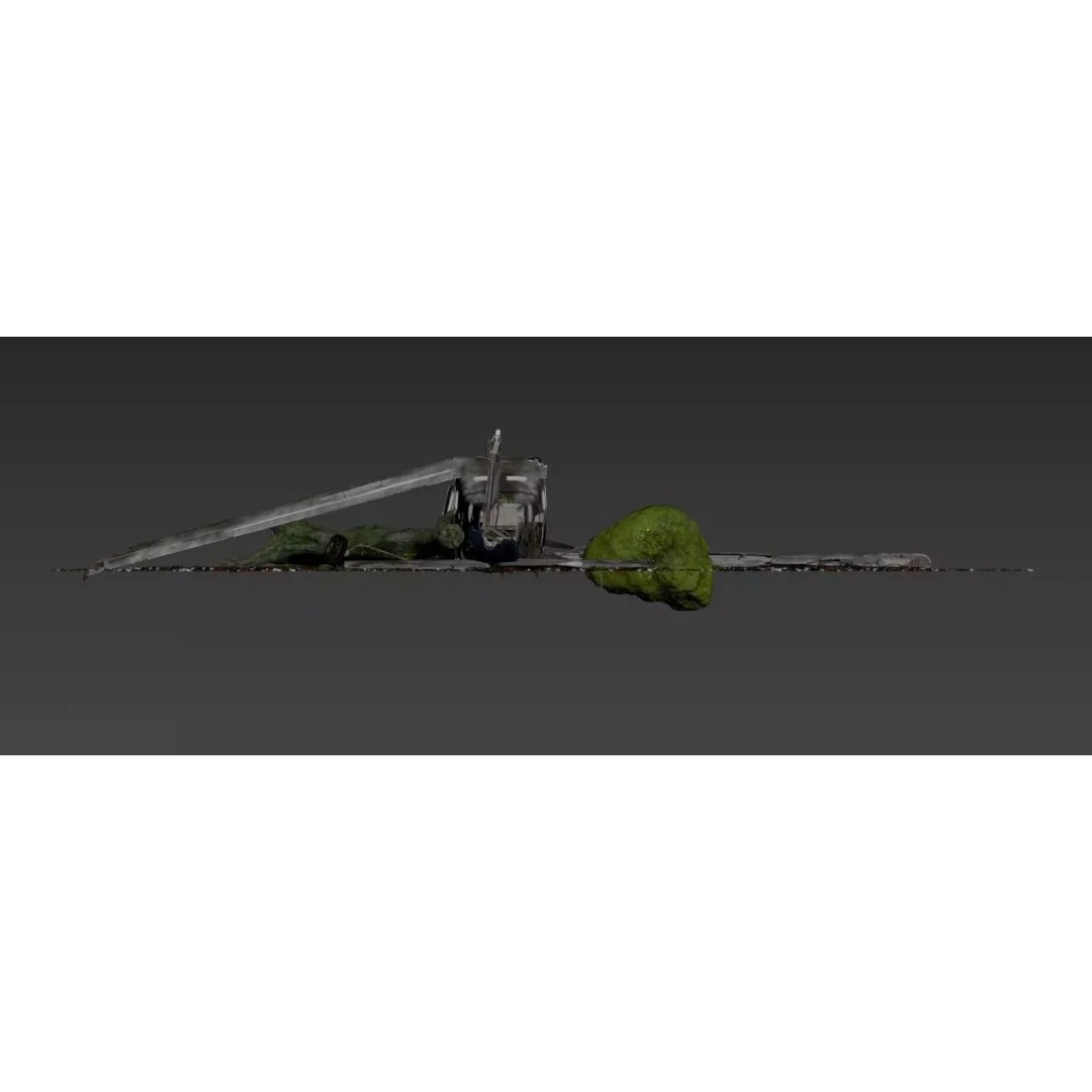 Destroyed Cessna 172 Skyhawk Wreckage 3D Model – High Poly PBR Asset, FBX, OBJ - View 10