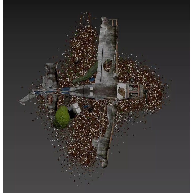 Destroyed Cessna 172 Skyhawk Wreckage 3D Model – High Poly PBR Asset, FBX, OBJ - View 11