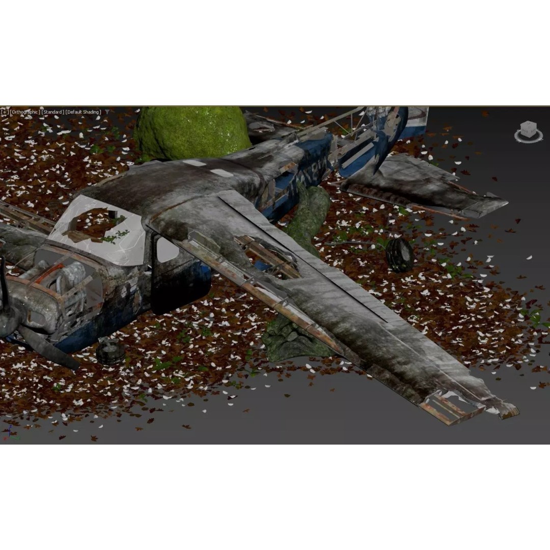 Destroyed Cessna 172 Skyhawk Wreckage 3D Model – High Poly PBR Asset, FBX, OBJ - View 12