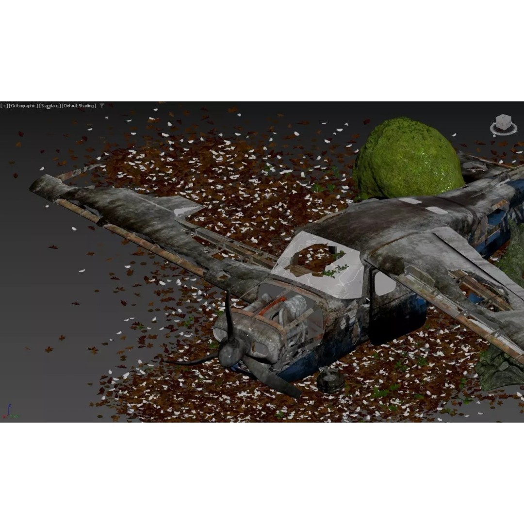 Destroyed Cessna 172 Skyhawk Wreckage 3D Model – High Poly PBR Asset, FBX, OBJ - View 13