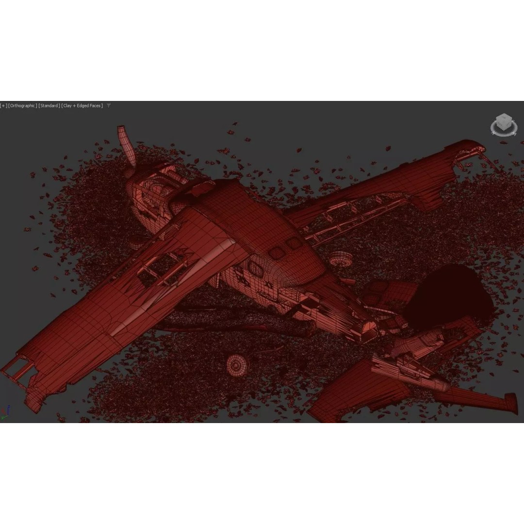 Destroyed Cessna 172 Skyhawk Wreckage 3D Model – High Poly PBR Asset, FBX, OBJ - View 6