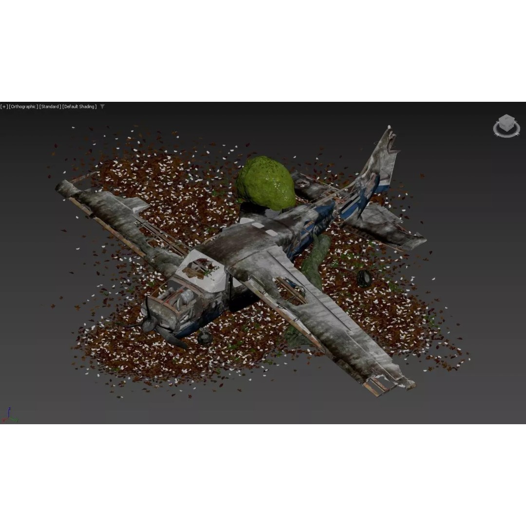 Destroyed Cessna 172 Skyhawk Wreckage 3D Model – High Poly PBR Asset, FBX, OBJ - View 8