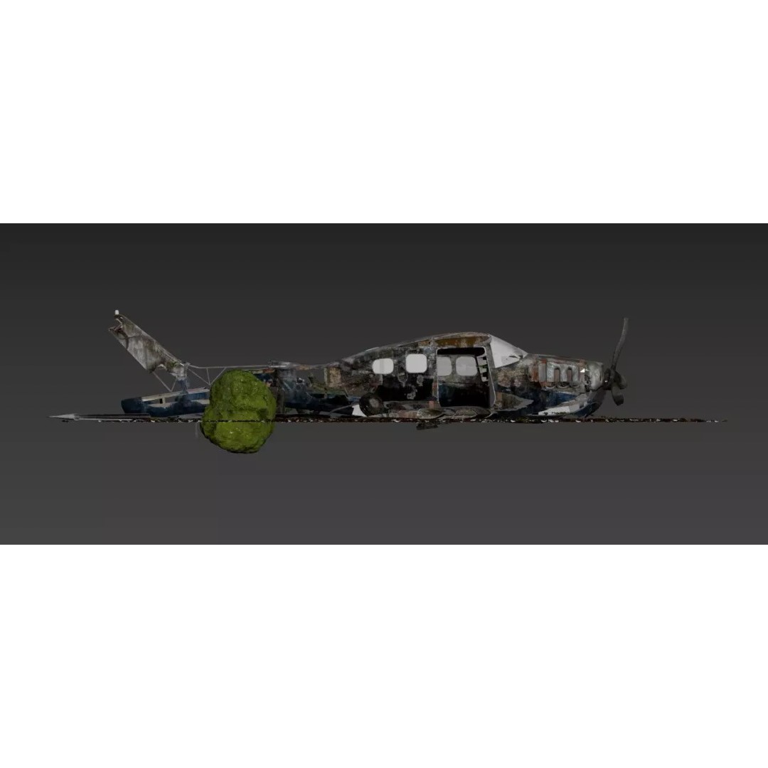 Destroyed Cessna 172 Skyhawk Wreckage 3D Model – High Poly PBR Asset, FBX, OBJ - View 9