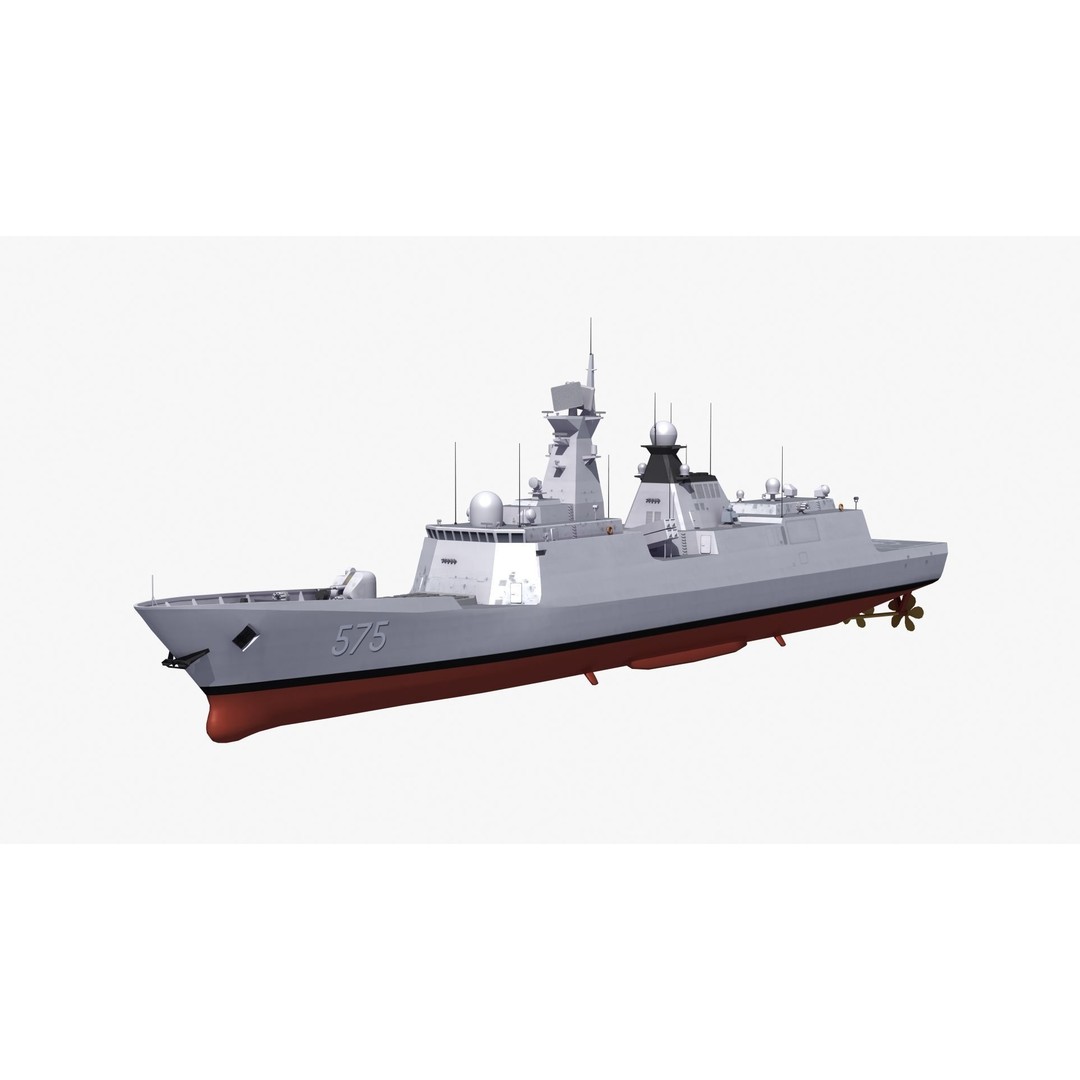 Type054A Chinese Guided Missile Frigate 3D Model – PBR Game Asset, FBX, OBJ
