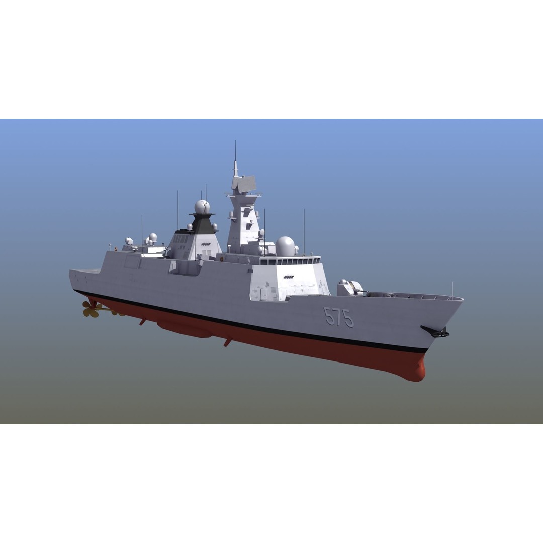 Type054A Chinese Guided Missile Frigate 3D Model – PBR Game Asset, FBX, OBJ - View 14