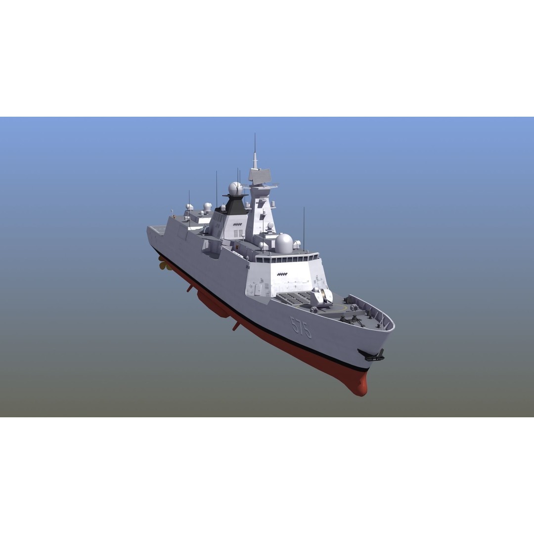 Type054A Chinese Guided Missile Frigate 3D Model – PBR Game Asset, FBX, OBJ - View 15