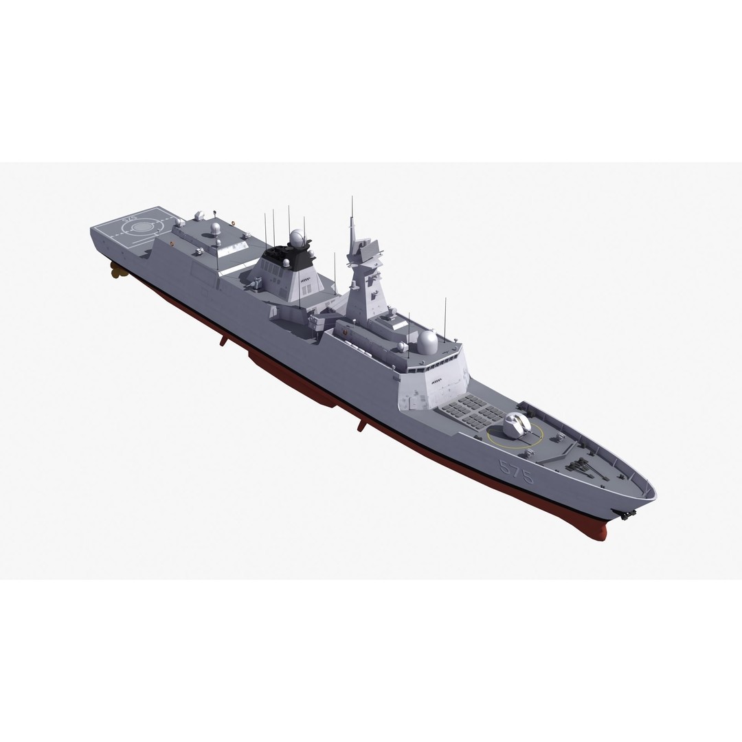 Type054A Chinese Guided Missile Frigate 3D Model – PBR Game Asset, FBX, OBJ - View 19
