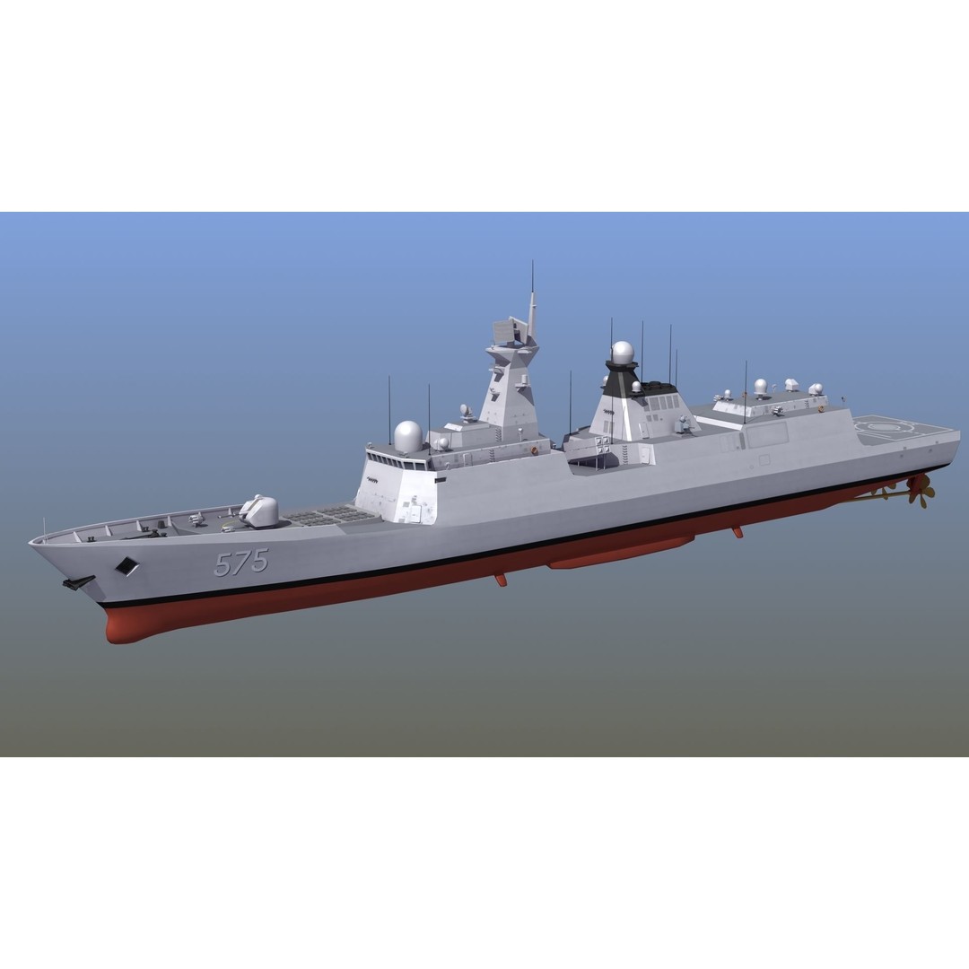 Type054A Chinese Guided Missile Frigate 3D Model – PBR Game Asset, FBX, OBJ - View 3