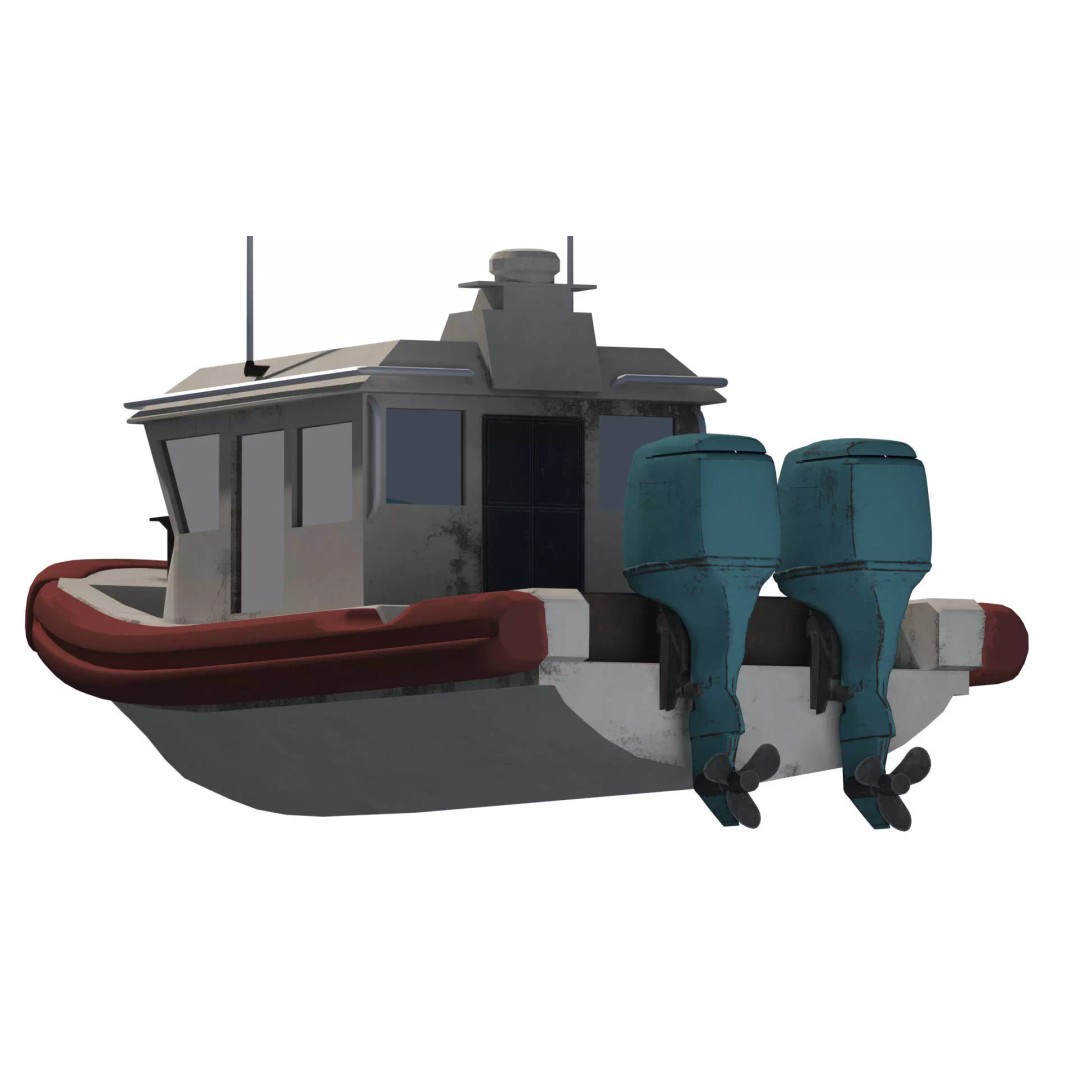 Tugboat 3D Model – Low Poly Game Asset, FBX, PBR Textures - View 12