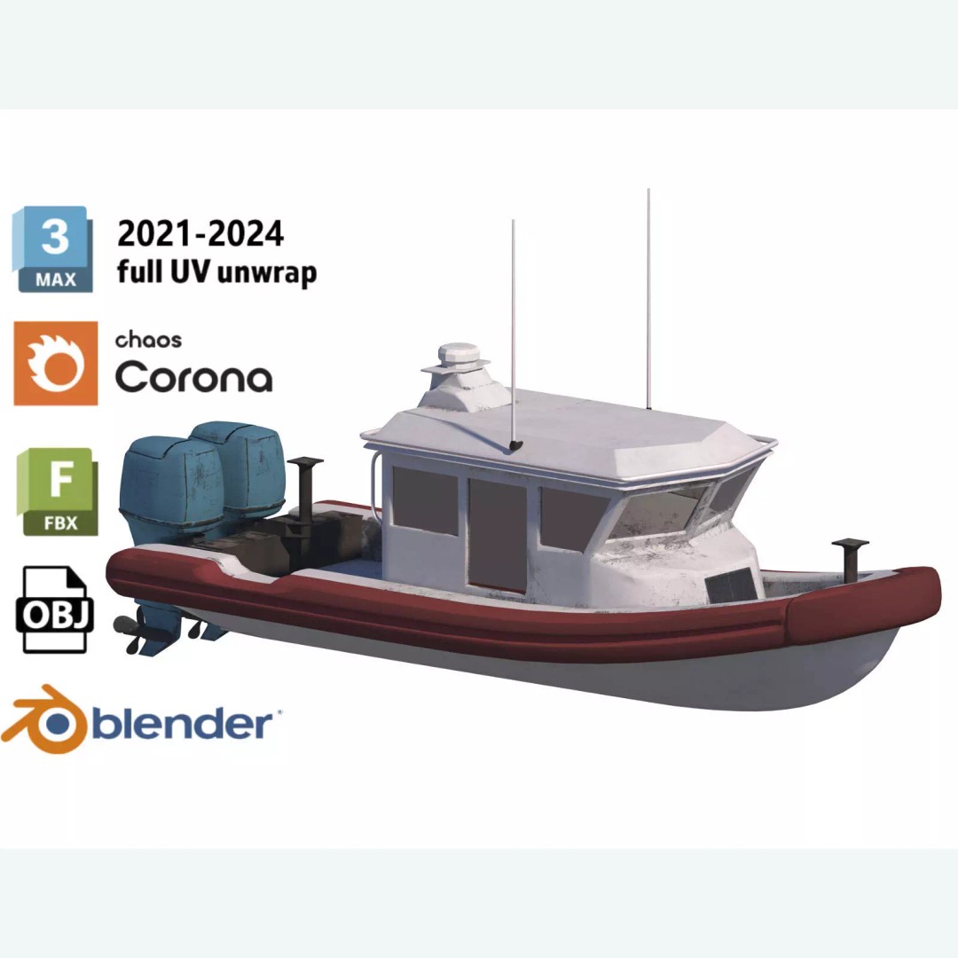 Tugboat 3D Model – Low Poly Game Asset, FBX, PBR Textures - View 2