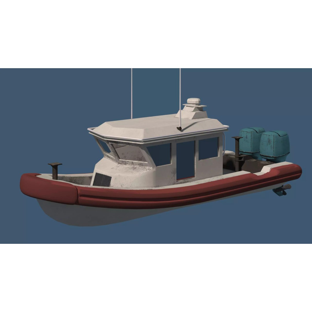 Tugboat 3D Model – Low Poly Game Asset, FBX, PBR Textures - View 3