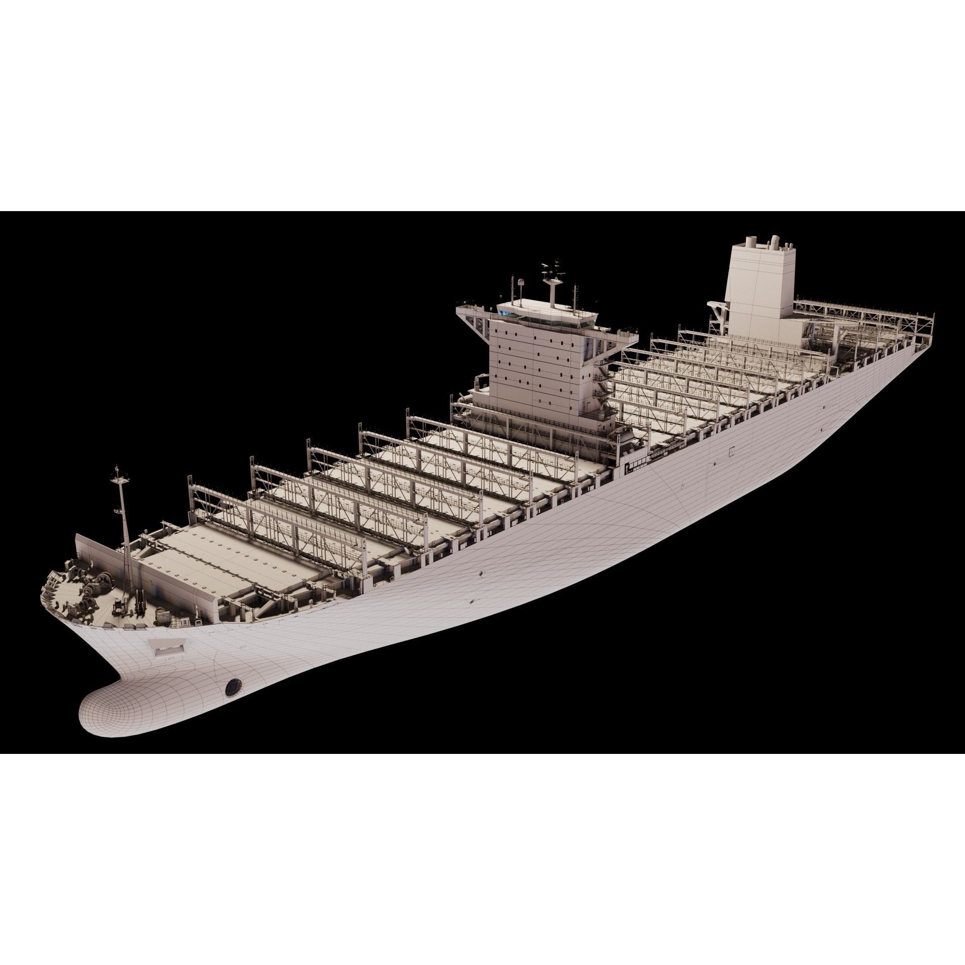 Large Container Ship - High-Detail 3D Model - View 12