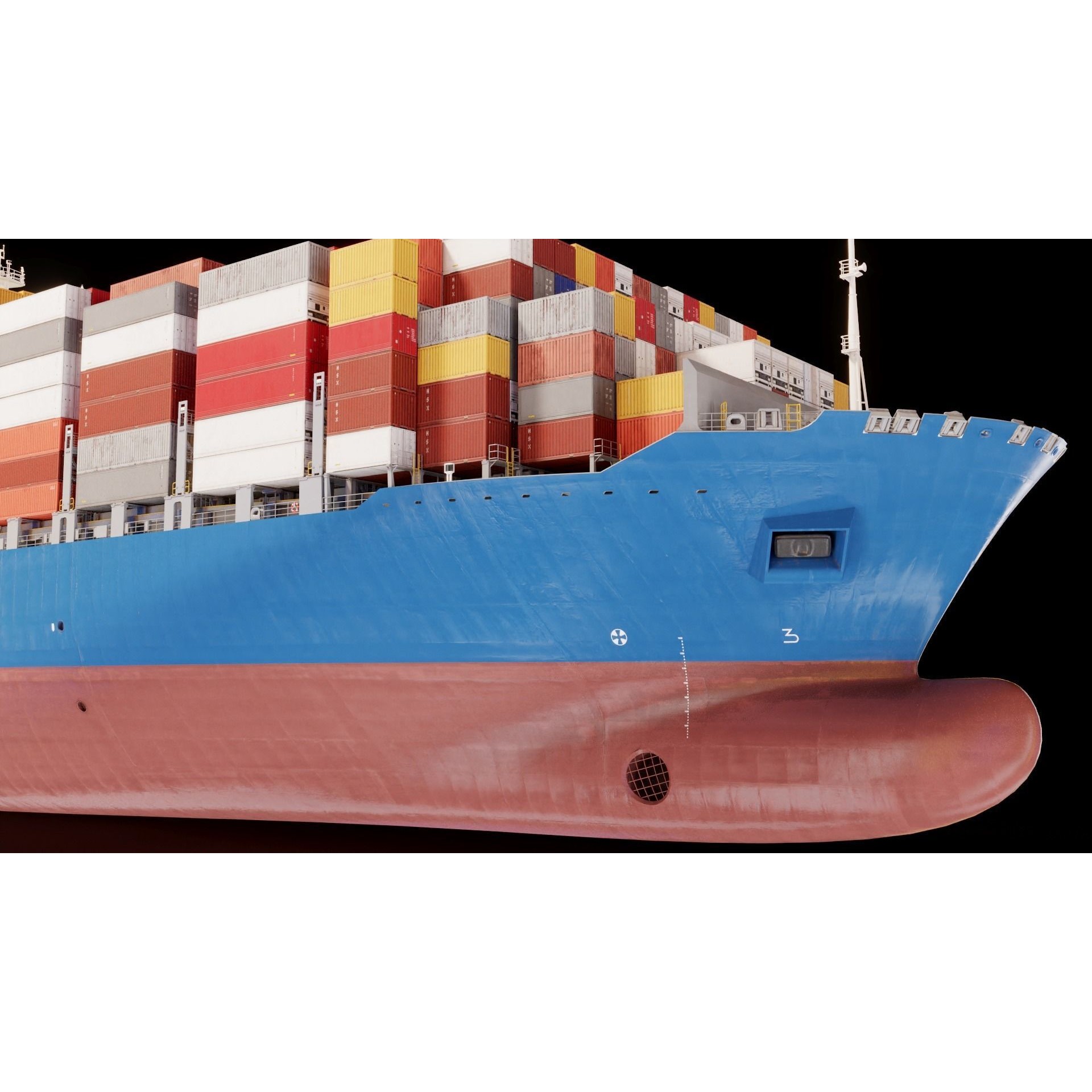 Large Container Ship - High-Detail 3D Model - View 8