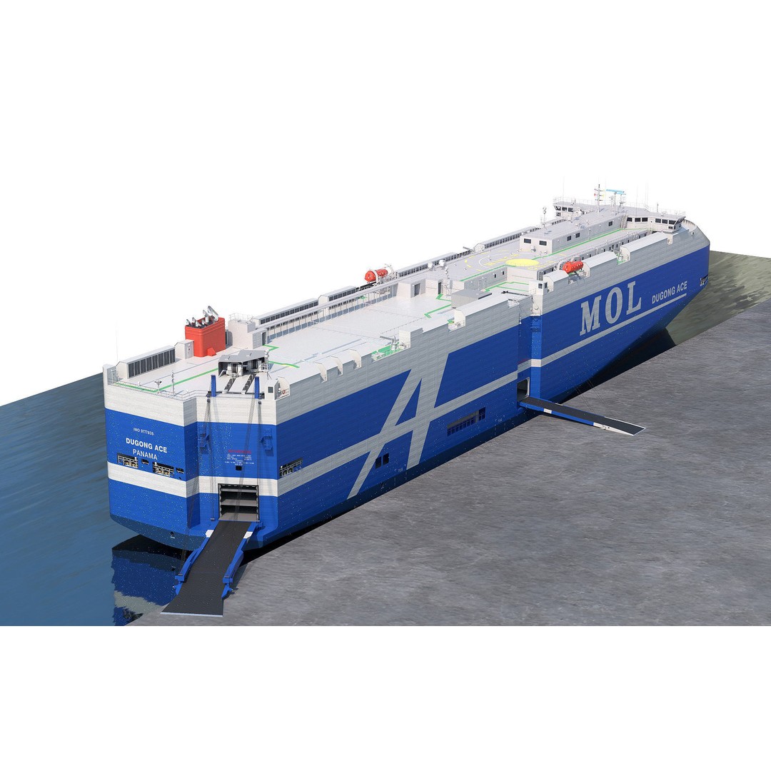RoRo Vessel 3D Model – High Detail Cargo Carrier, PBR Textures - View 9