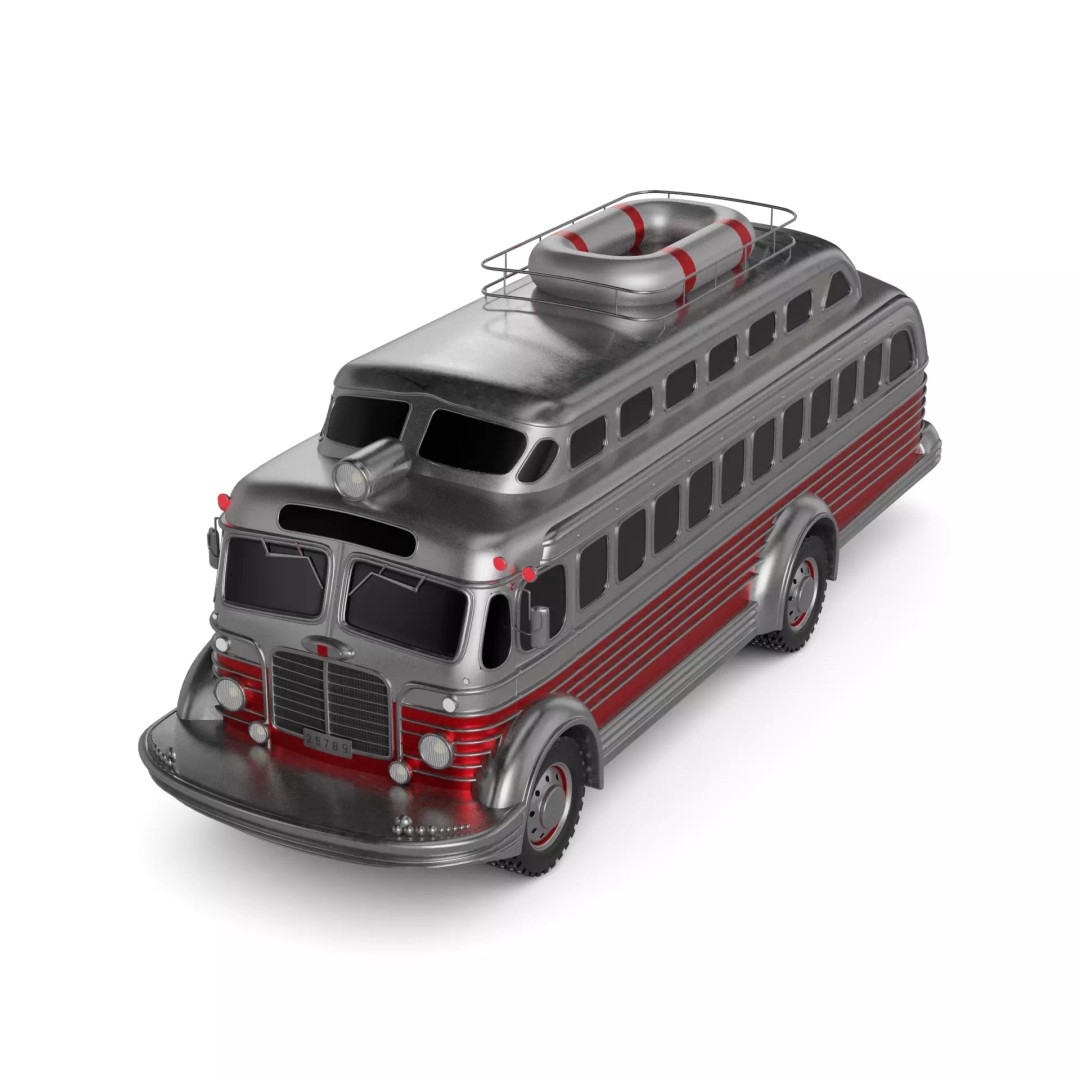Amphibious Bus 3D Model – Retro Design, PBR Textures, FBX