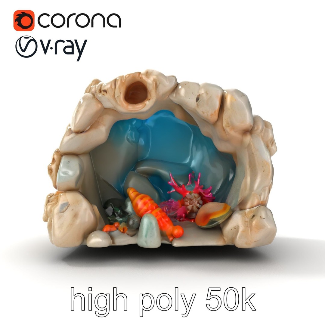 Underwater Grotto 3D Model – Low Poly Marine Life Pack, FBX - View 15