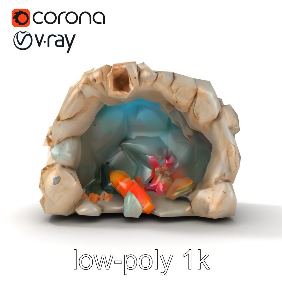 Underwater Grotto 3D Model – Low Poly Marine Life Pack, FBX - View 17
