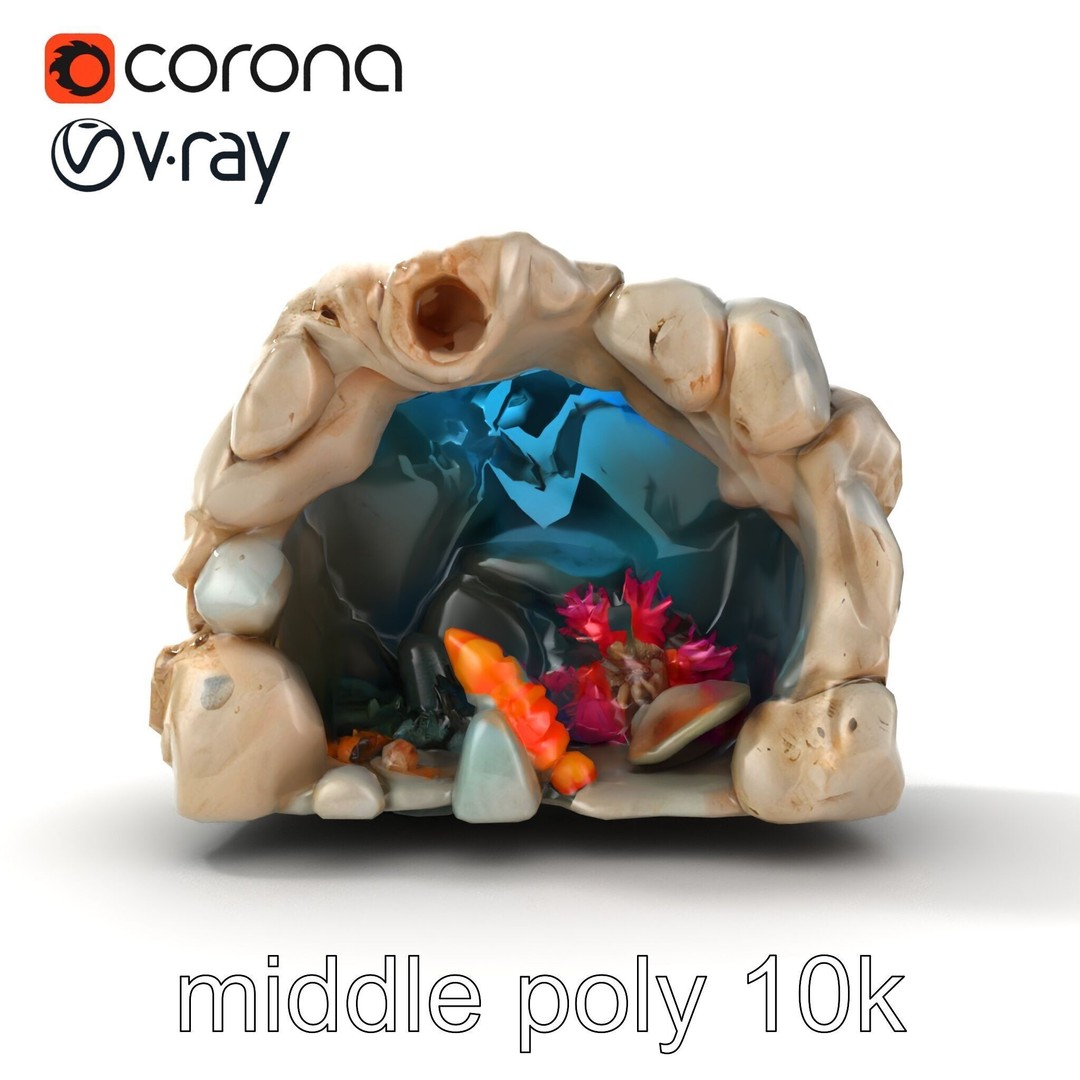 Underwater Grotto 3D Model – Low Poly Marine Life Pack, FBX - View 24