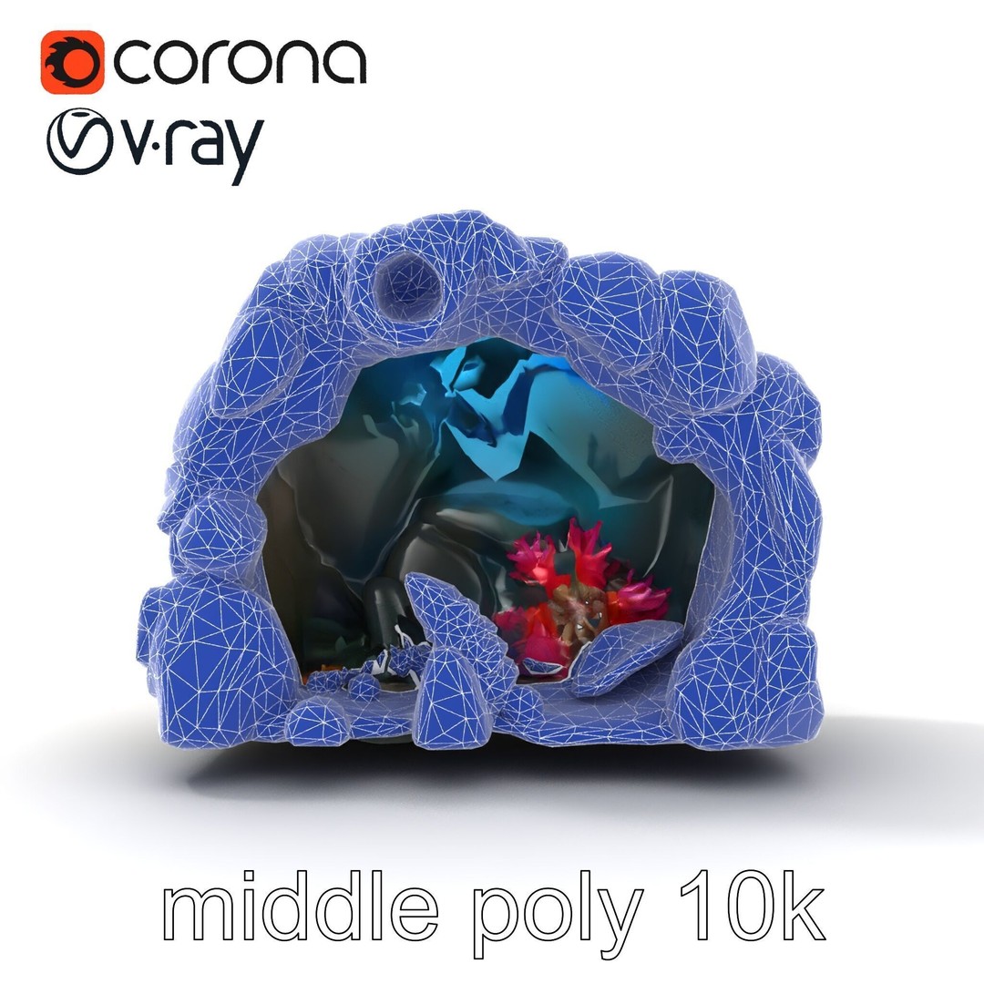 Underwater Grotto 3D Model – Low Poly Marine Life Pack, FBX - View 31