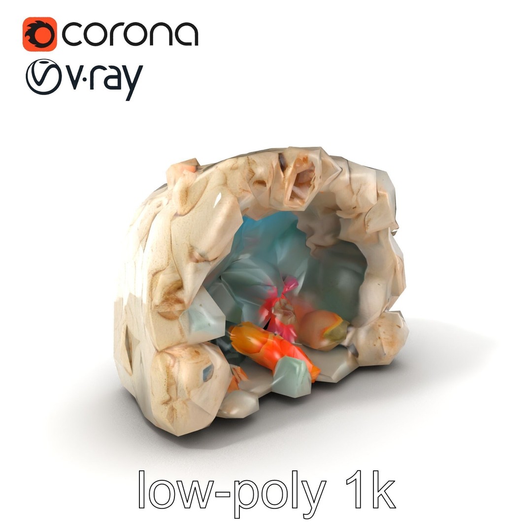 Underwater Grotto 3D Model – Low Poly Marine Life Pack, FBX - View 6