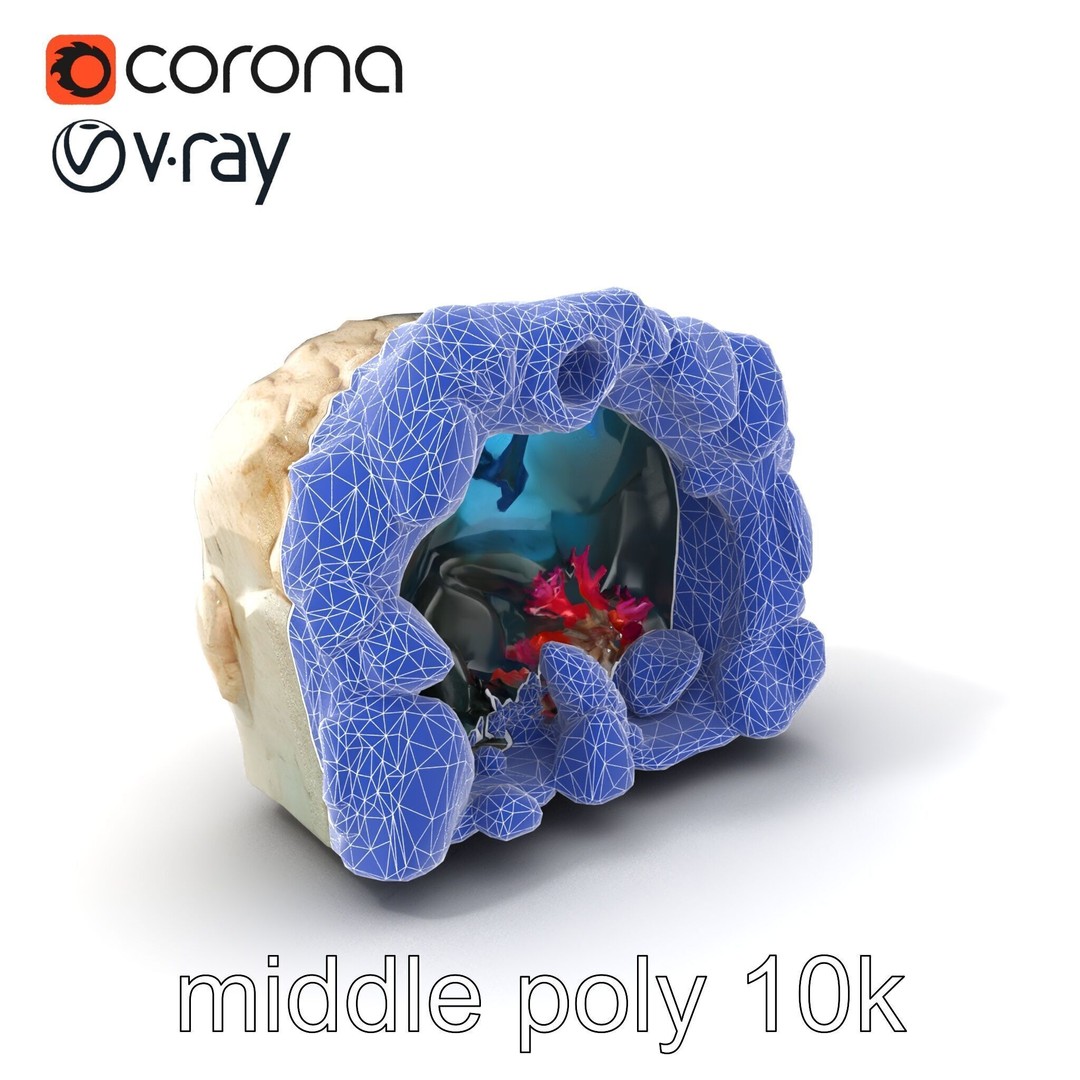 Underwater Grotto 3D Model – Low Poly Marine Life Pack, FBX - View 7