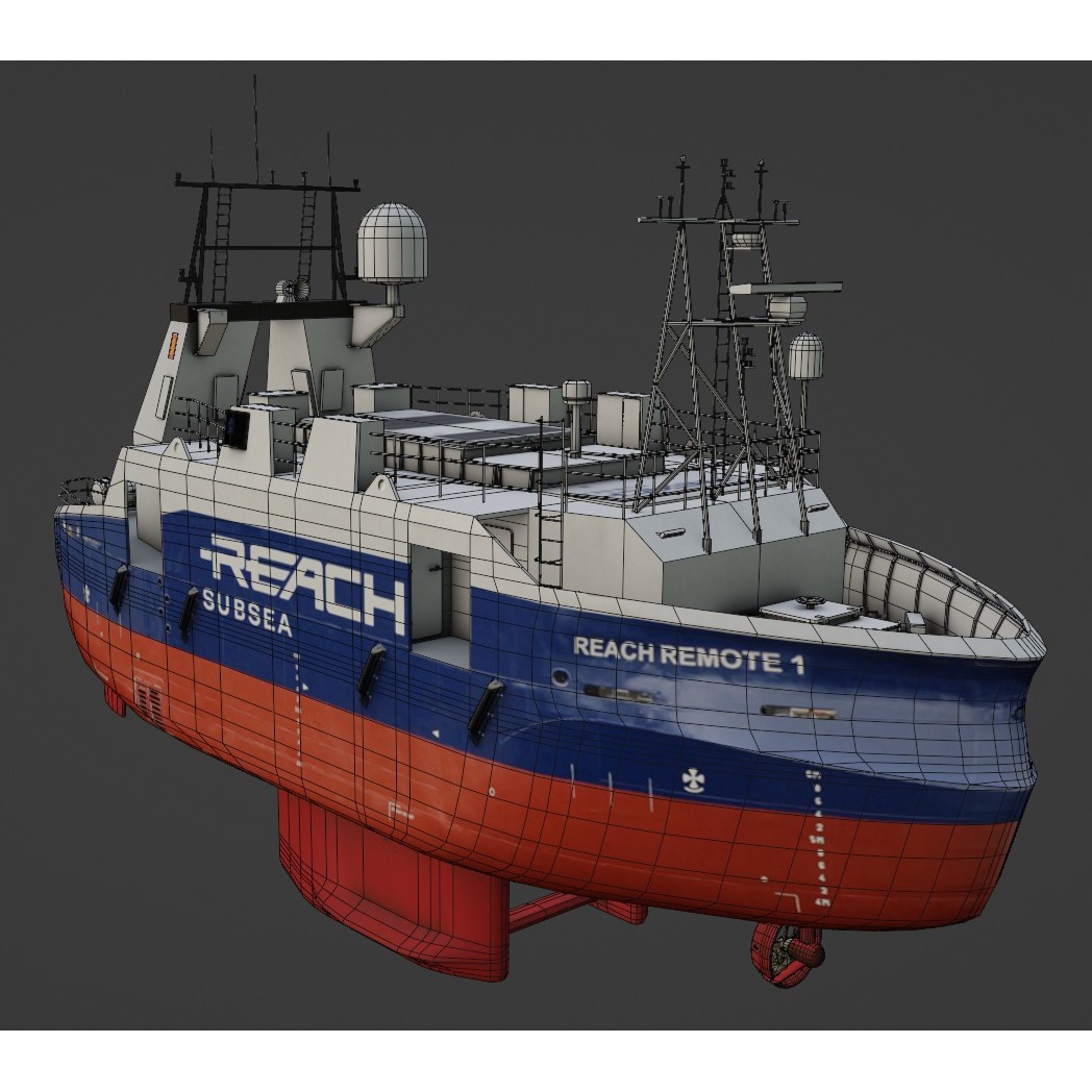 Remotely Operated Vehicle 3D Model – Low Poly Industrial Watercraft, FBX - View 9